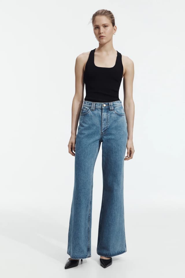 AJE Lorraine Denim Jean in COASTAL STONE WASH, image 1 of 1 from Aje