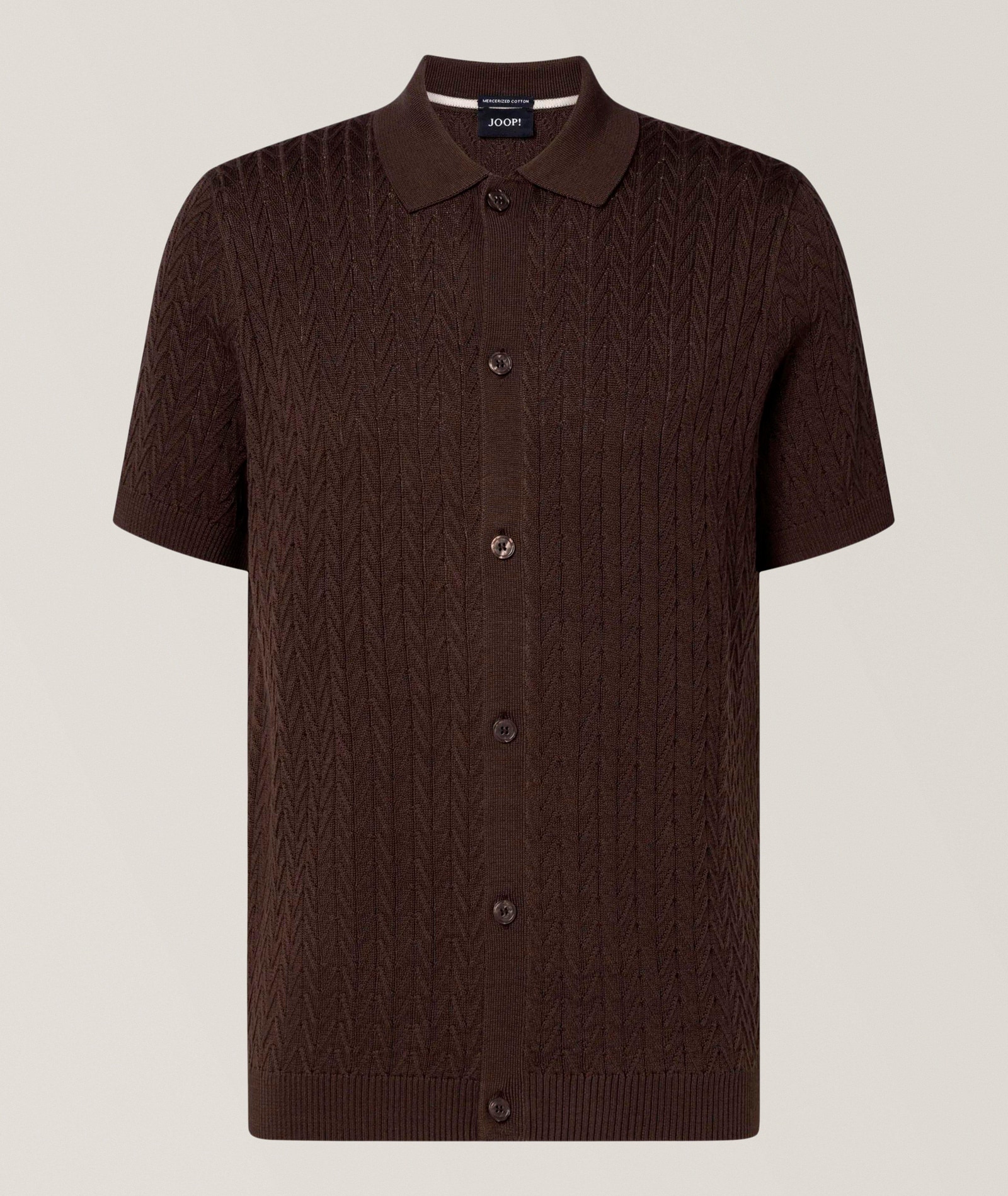 JOOP! Mercerized Cotton Chevron-Knit Cardigan in Brown Cotton & Cotton Blends, image 1 of 1 from Harry Rosen