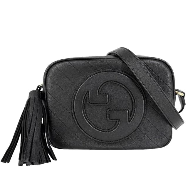 Gucci Shoulder Bag Blondie Interlocking Bag Crossbody Leather Black Gold in Black Leather from The Reluxe, photo 1 of 1