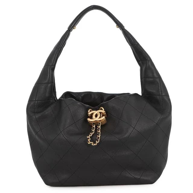 Chanel Handbag Quilted CC Logo Hobo Calfskin Black in Black Calfskin from The Reluxe, photo 1 of 1