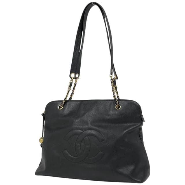 Chanel CC Logo Chain Shoulder Bag Caviar Leather Black in Black Caviar leather from The Reluxe, photo 1 of 1