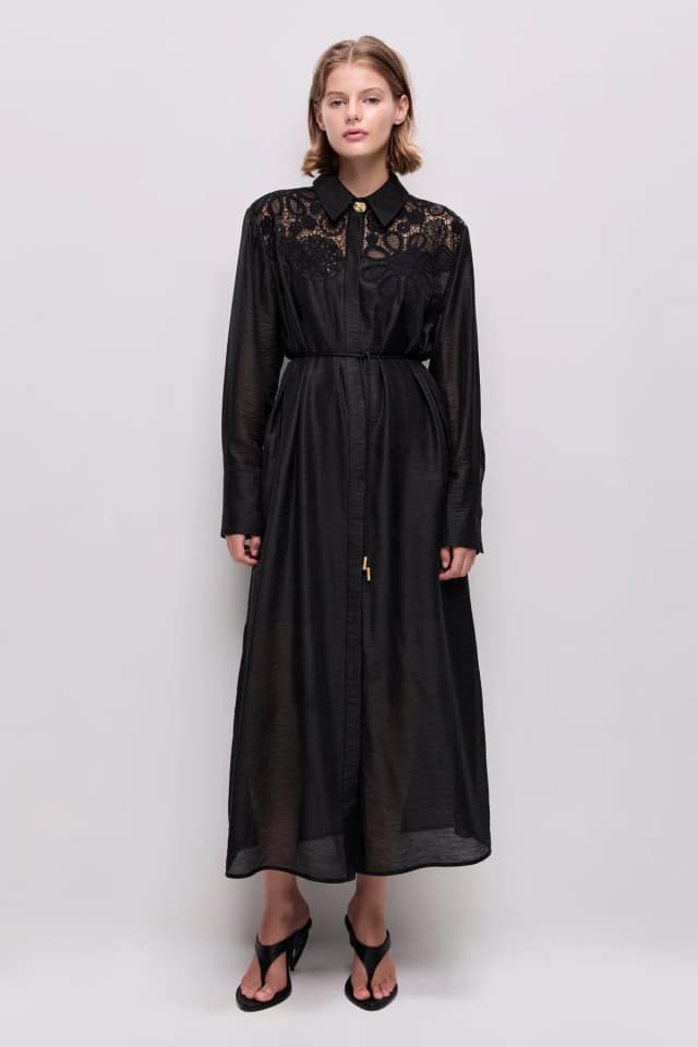 AJE Gia Embroidered Maxi Dress in BLACK, image 1 of 1 from Aje