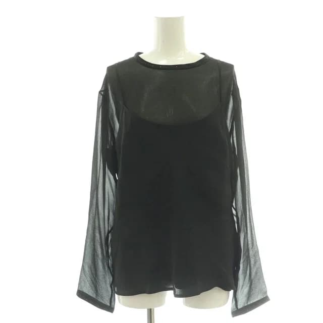 Max Mara Black Tag Top Silk Sheer Line Stone 44 DF in Black Silk from The Reluxe, photo 1 of 1