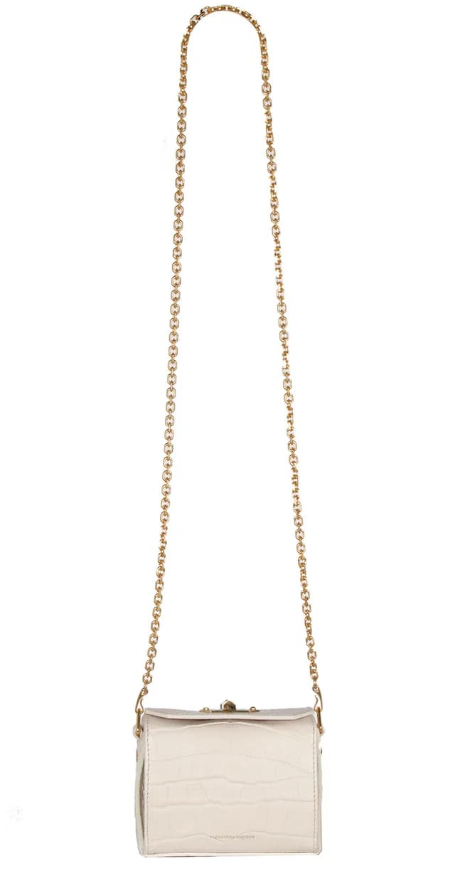 Alexander McQueen Box Bag Nano Croc, Bone/Gold, image 1 of 1 from Cultstatus