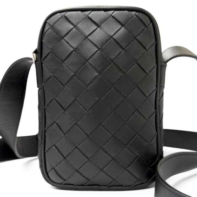 Bottega Veneta Leather Intrecciato Phone Pouch Shoulder Bag Black in Black Woven leather from The Reluxe, photo 1 of 1