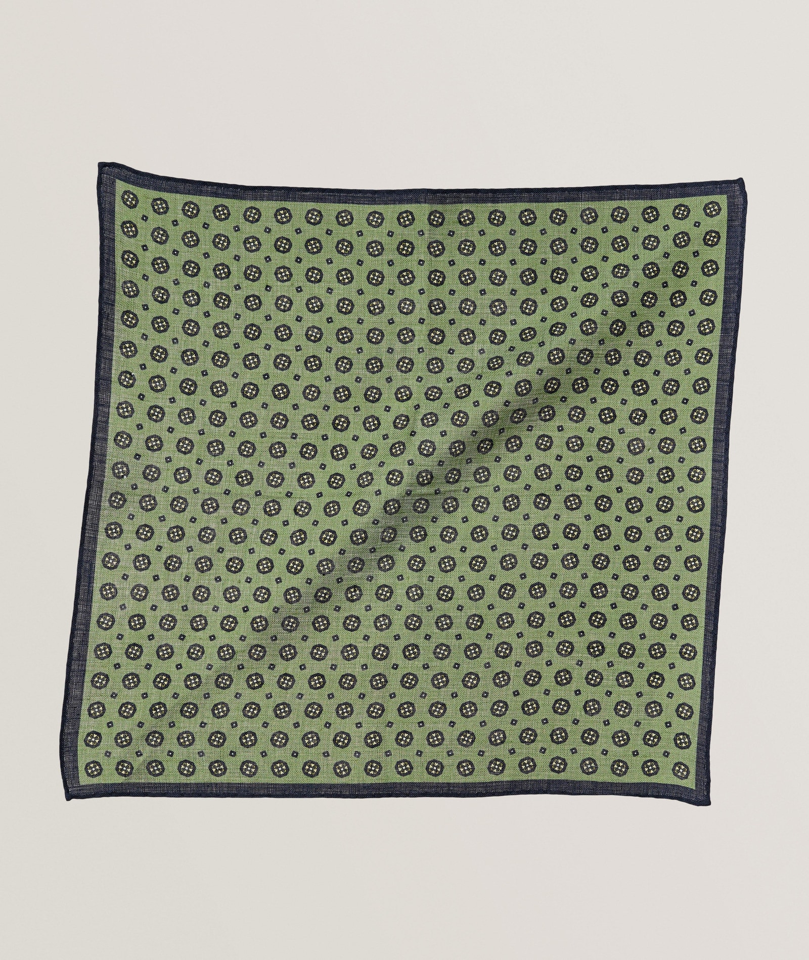 Canali Modern Medallion Linen Pocket Square in Green, image 1 of 1 from Harry Rosen