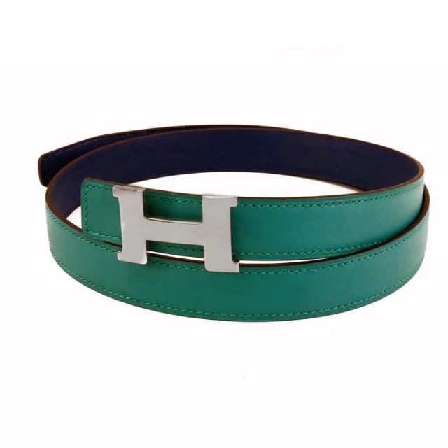 Hermès Constance Mini Belt Malachite Blue Ankle Silver Swift Epsom Reversible in Blue Epsom leather from The Reluxe, photo 1 of 1