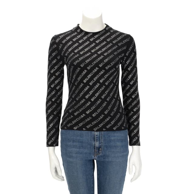 Balenciaga Crystal Embellished All Over Logo Top XS in Black from Blue Spinach, photo 1 of 1
