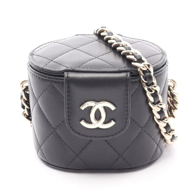 Chanel Shoulder Bag Quilted Mini Vanity Black Lambskin Chain in Black Lambskin from The Reluxe, photo 1 of 1