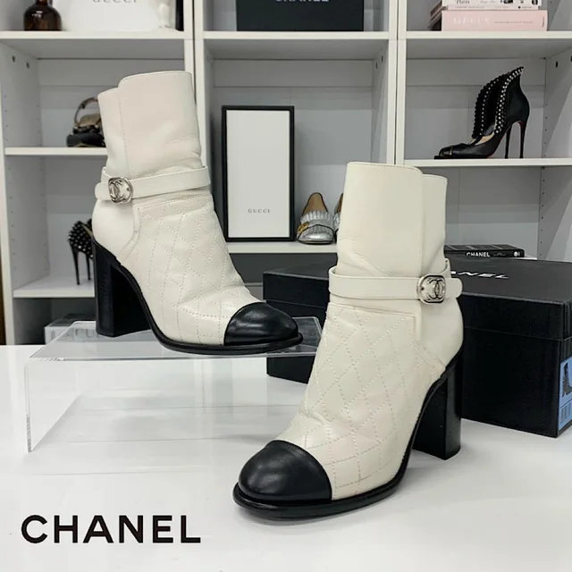 Chanel Leather CC Logo Quilted Wild Stitch Short Boots in Leather from The Reluxe, photo 1 of 1