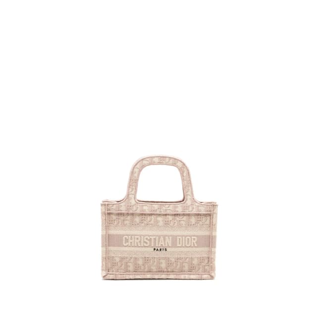Dior Mini Book Tote Oblique Embroidery Pink in Pink from EMIER, photo 1 of 1