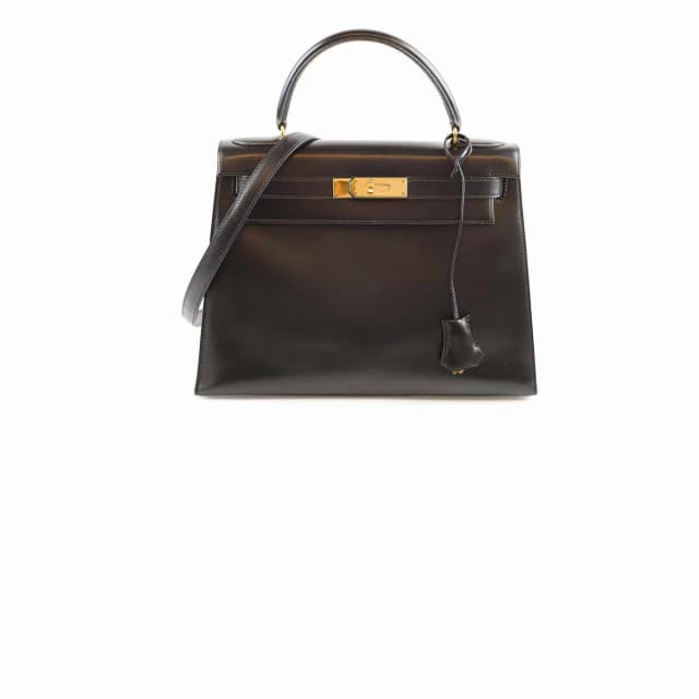 Hermès Kelly 28 Box Calfskin Black- Q Circle Stamp in Black Calfskin from The Purse Affair, photo 1 of 1