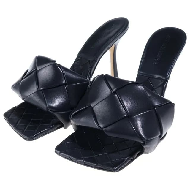 Bottega Veneta Lido Sandals Intrecciato Black in Black Woven leather from The Reluxe, photo 1 of 1