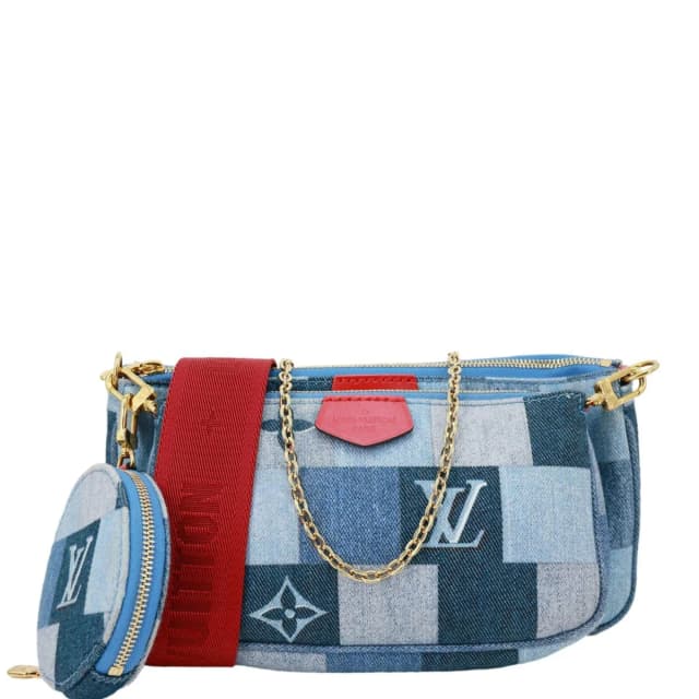 Louis Vuitton Multi Pochette Accessories Patchwork Monogram Denim Crossbody Bag Blue in Blue Denim from Dallas Designer Handbags, photo 1 of 1