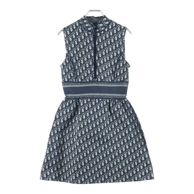 Dior Oblique Sleeveless Dress Nylon Half Zip Navy in Navy Nylon from The Reluxe, photo 1 of 1