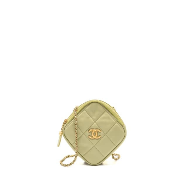 Chanel 20a Diamond Shape Crossbody Bag Quilted Lambskin Light Green GHW in Green Lambskin from EMIER, photo 1 of 1