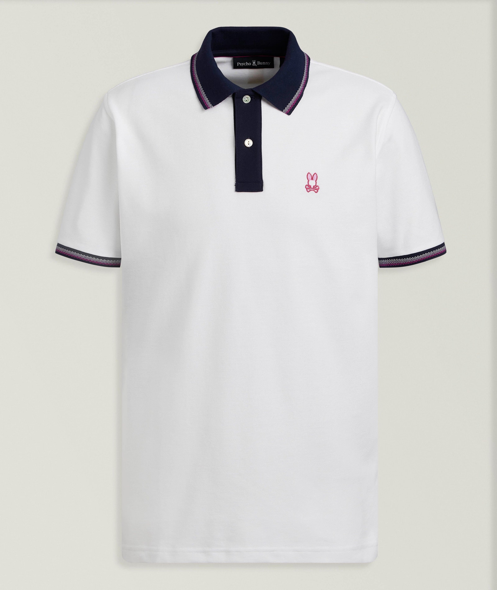 Intarsia-Trim Pima Cotton Piqué Polo in White, image 1 of 1 from Harry Rosen
