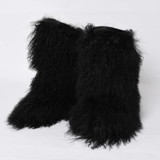 Saint Laurent Fur Boots Black Furry Mongolian Lamb Ankle in Black from The Reluxe, photo 1 of 1