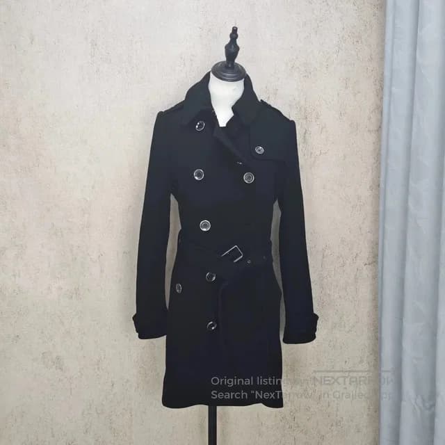 Burberry Brit Black Wool Coat Uk8 Doublebreasted Belted/, Women's (Size M) in black Wool from Grailed, photo 1 of 1
