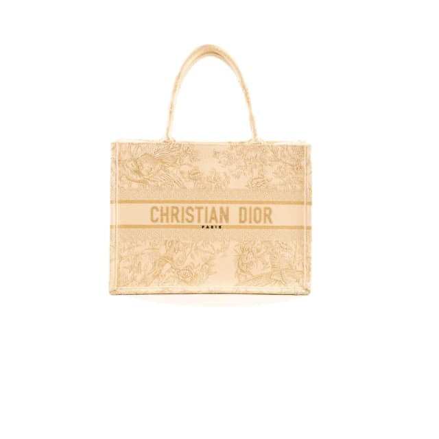 Dior Medium Toile de Jouy Embroidery Book Tote Canvas White/Gold in White Canvas from The Purse Affair, photo 1 of 1