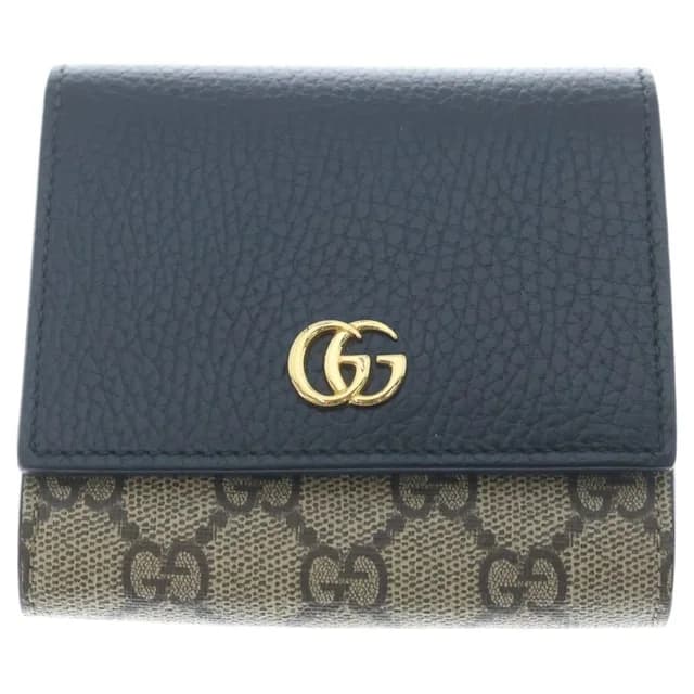 Gucci GG Compact Wallet Bifold Leather Black Beige in Black Leather from The Reluxe, photo 1 of 1