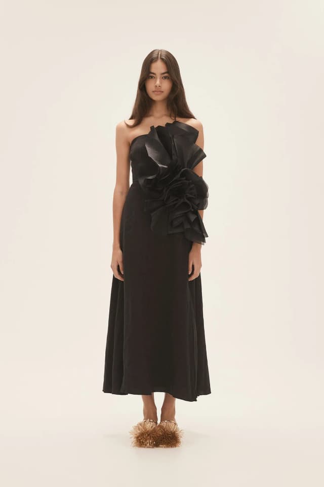 AJE Energy Midi Dress in BLACK, image 1 of 1 from Aje