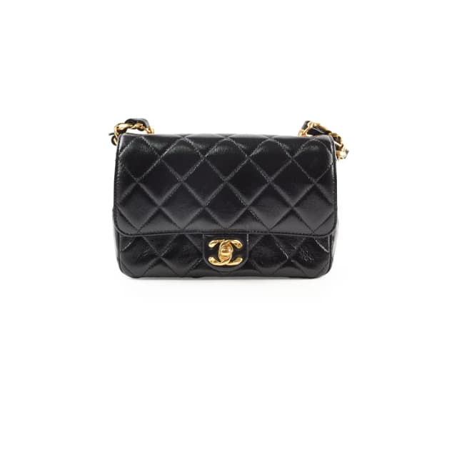 Chanel Seasonal Mini Shoulder Bag Shiny Black Leather in Black Leather from The Purse Affair, photo 1 of 1