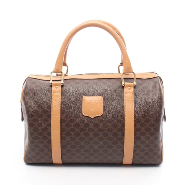 Celine Tote Macadam Brown Dark Canvas Leather Boston Bag in Brown Canvas from The Reluxe, photo 1 of 1