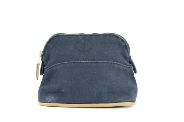 Hermès Navy Toile Bolide Cosmetic Pouch Make Up Case in Navy Canvas from Bagriculture, photo 1 of 1