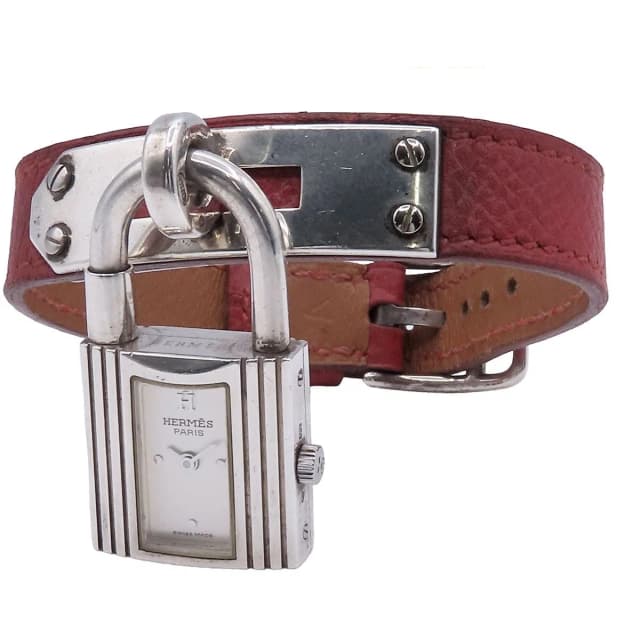 Hermès Kelly Watch Silver Rouge Ash Leather Vintage Quartz in Red Leather from The Reluxe, photo 1 of 1