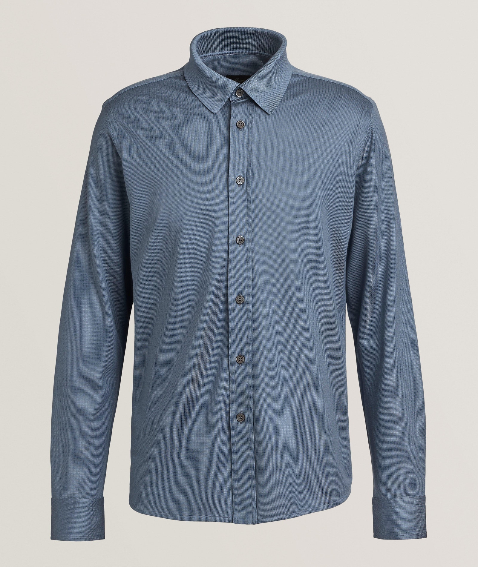 Brioni Silk Piqué Shirt in Blue Silk & Silk Blends, image 1 of 1 from Harry Rosen