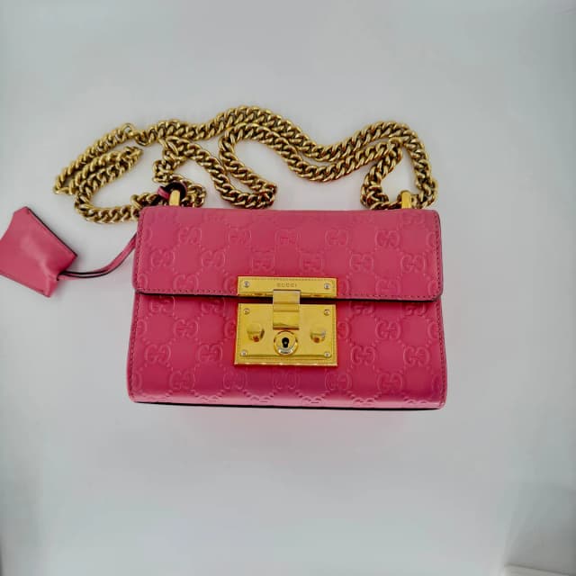 Gucci Pink Small Guccissima Padlock Crossbody/ Shoulder bag in Pink Leather from SparklesnDreams, photo 1 of 1