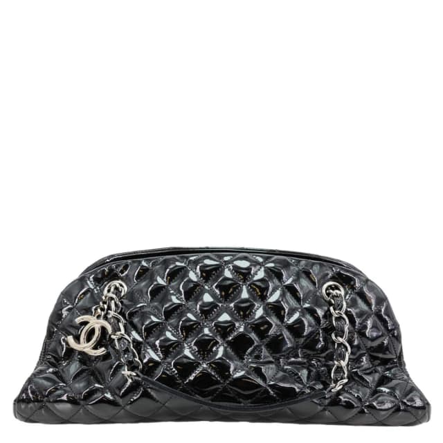 Chanel Just Mademoiselle Bowling Quilted Patent Leather Shoulder Bag Black in Black Patent leather from Dallas Designer Handbags, photo 1 of 1