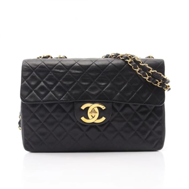 Chanel Shoulder Bag Maxi Quilted 34 Black Lambskin Chain in Black Lambskin from The Reluxe, photo 1 of 1