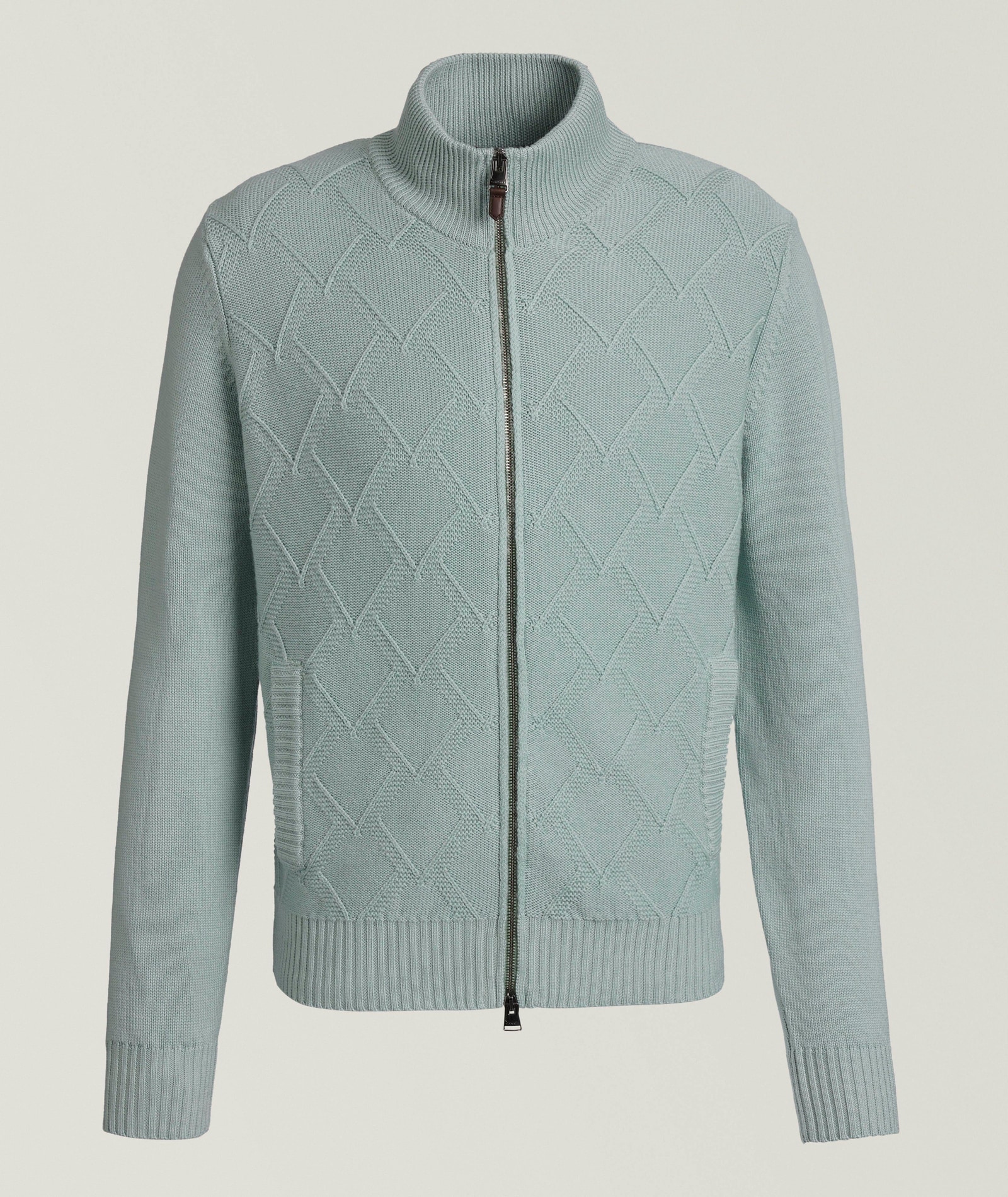 Canali Diamond Extrafine Merino Wool Cardigan in Blue Wool & Wool Blends, image 1 of 1 from Harry Rosen