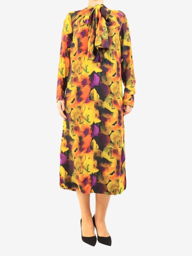 GANNI Multicolour floral midi dress - size UK 10 in Silk from Sign of the Times, photo 1 of 1