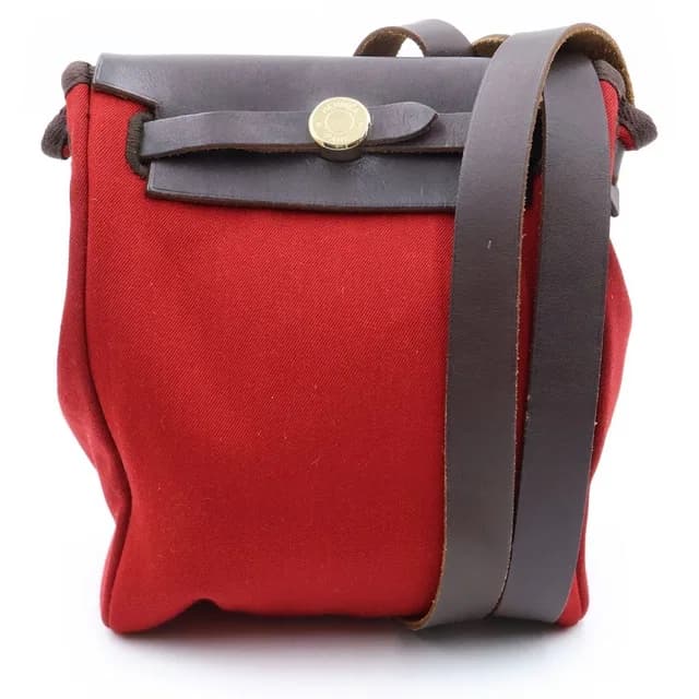 Hermès Herbag TPM Shoulder Bag Orange Red Brown Toile Officier Calfskin Silver in Brown Calfskin from The Reluxe, photo 1 of 1