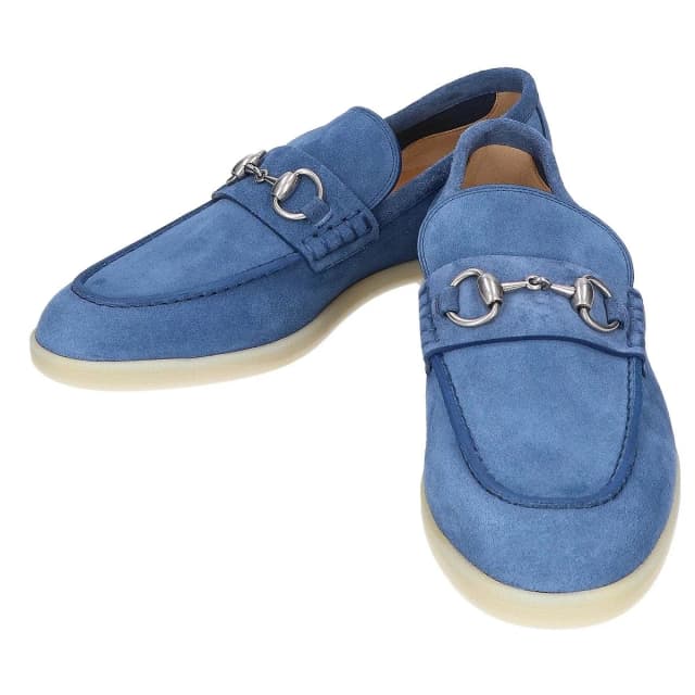 Gucci Horsebit Loafers in Blue Suede from The Reluxe, photo 1 of 1