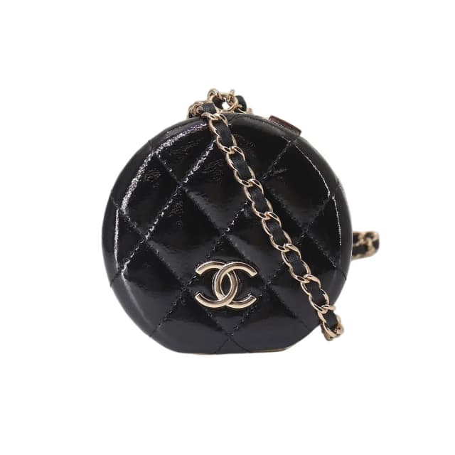 Chanel Quilted Chain Mirror Patent Leather Black Gold in Black Patent leather from The Reluxe, photo 1 of 1
