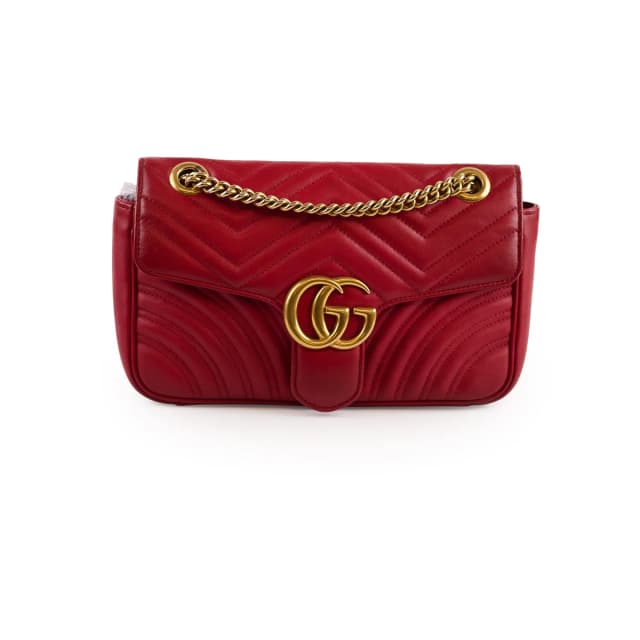 Gucci Marmont Small Matelassé Shoulder Bag Red in Red Leather from The Purse Affair, photo 1 of 1