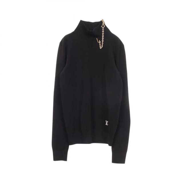 Knit LV Chain Detail Turtleneck Zux Black Rayon Sweater in Black from The Reluxe, photo 1 of 1