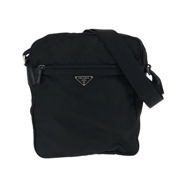 Prada Tessuto Black Silver Nylon Shoulder Bag Pochette in Black Nylon from The Reluxe, photo 1 of 1
