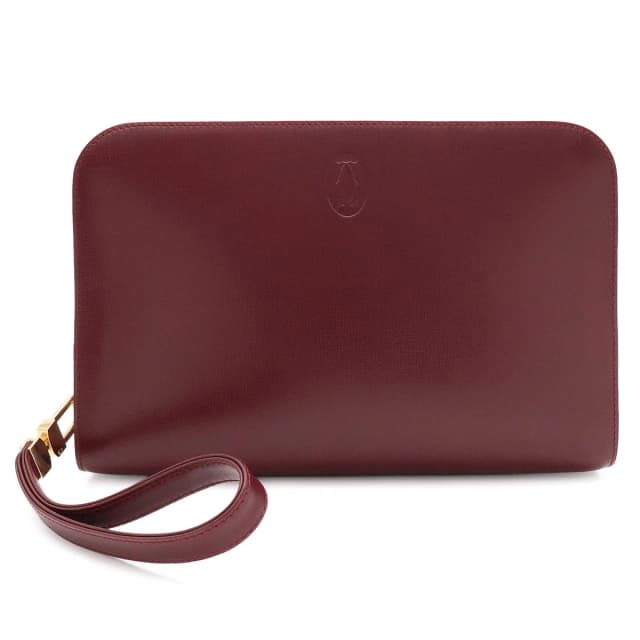 Cartier Must Line Clutch Leather Bordeaux Red Gold in Burgundy Leather from The Reluxe, photo 1 of 1