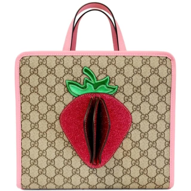 Gucci Kids Strawberry GG Supreme Canvas Tote Bag Beige 630589 in Beige Canvas from Dallas Designer Handbags, photo 1 of 1