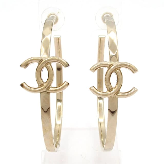 Chanel Earrings Gold Hoop CC Logo in Gold from The Reluxe, photo 1 of 1