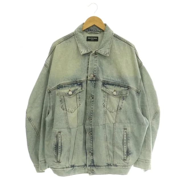 Balenciaga Twisted Sleeve Distressed Denim Jacket Cotton x S Light Blue NR in Blue Denim from The Reluxe, photo 1 of 1