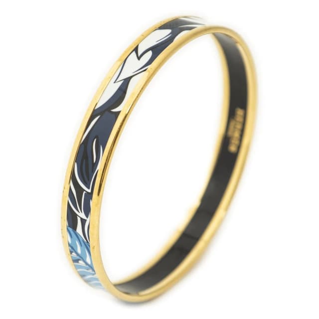 Hermès Enamel Bangle Blue Yellow Gold Plated Bracelet in Blue from The Reluxe, photo 1 of 1