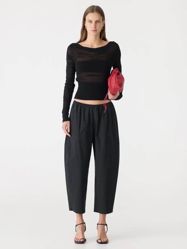 Bassike Cotton Crop Gathered Pant, image 1 of 1 from bassike
