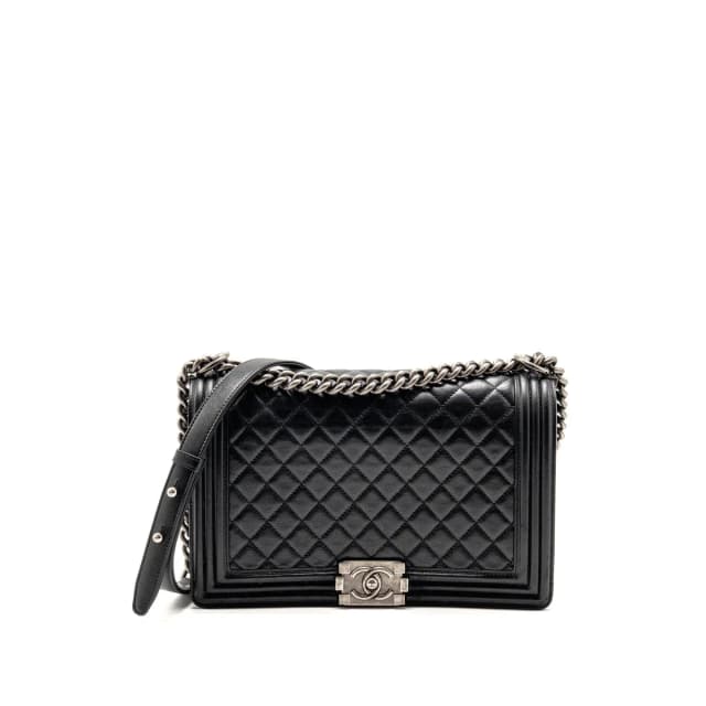 Chanel New Medium Boy Bag Calfskin Black Ruthenium Hardware in Black Calfskin from EMIER, photo 1 of 1