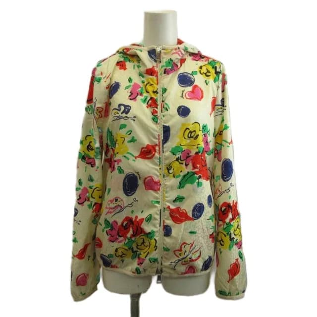 Moncler Vive Giubbotto Nylon Hoodie Zip Up Heart Floral Lip All Over Logo 00 XS in Nylon from The Reluxe, photo 1 of 1